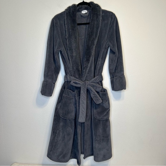 PJ Salvage Robe‎ Waffle Fleece In Grey Luxury Plush Size XS - Picture 1 of 10
